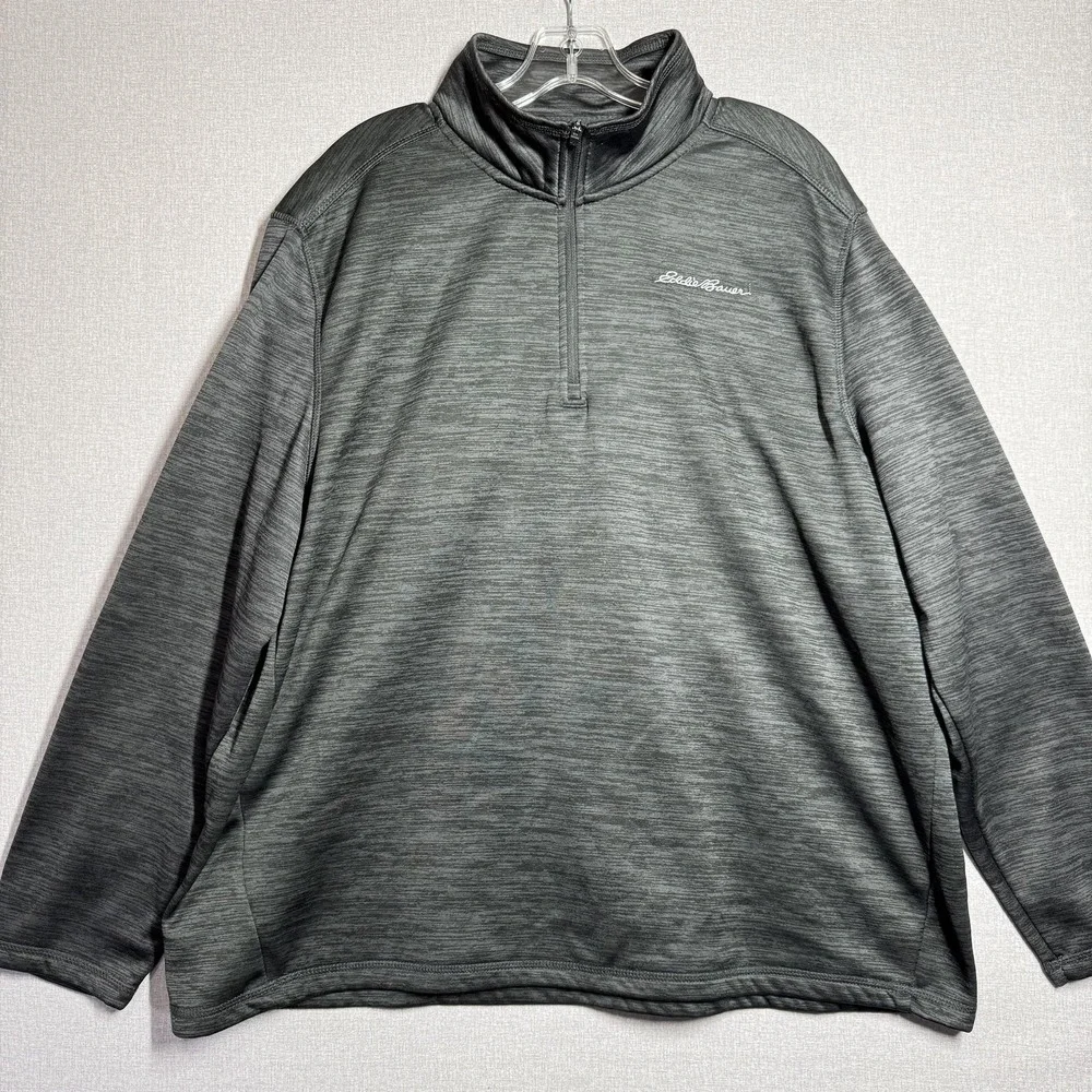 Eddie Bauer Pullover Mens XL Gray 1/4 Zip Fleece Hiking Outdoor Top Layer